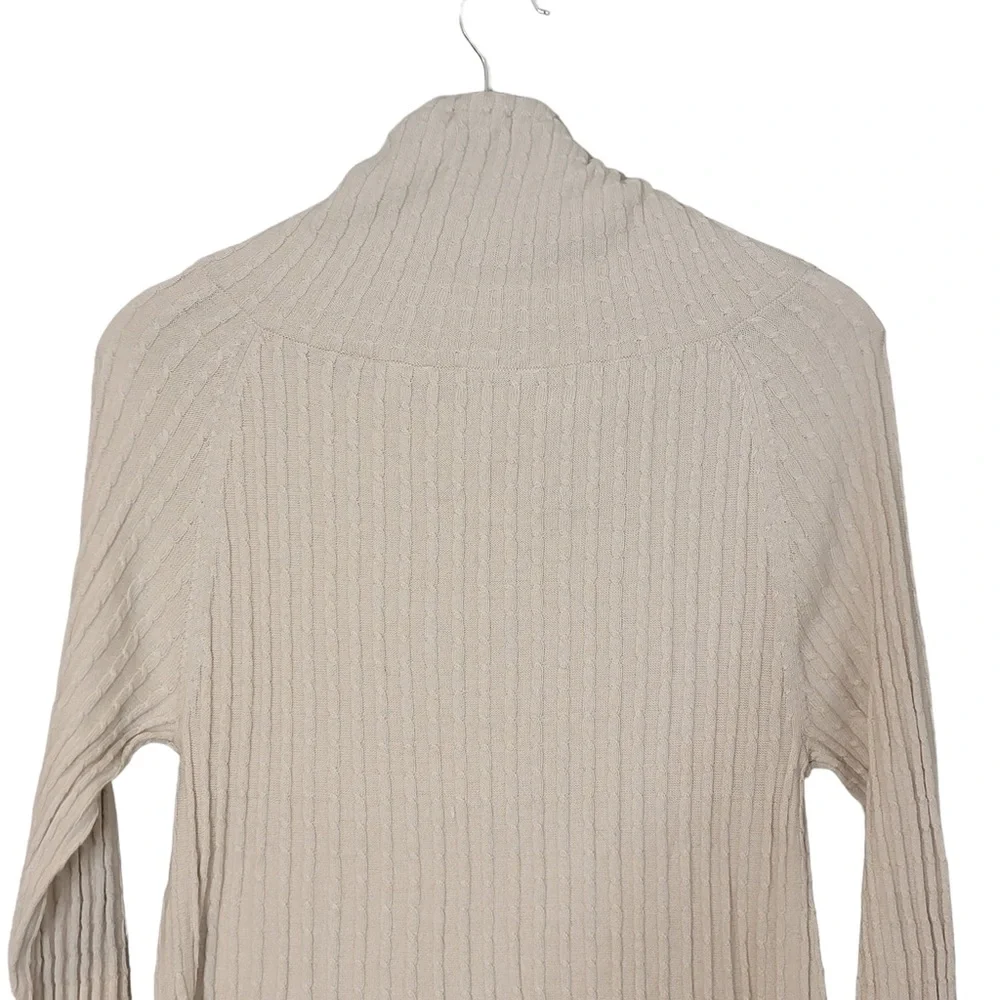 Soft Surroundings Wool Blend Cowl Neck Cable Knit Ribbed Pullover Sweater XS